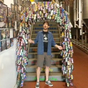 Here is your author at the bottom of the steps leading to the tap room.