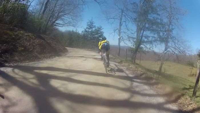 Jeff bombing the descent.