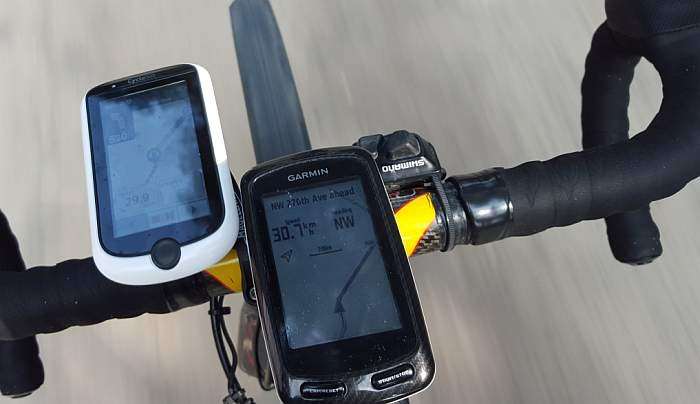 Magellan 505 left, Garmin 800 right.