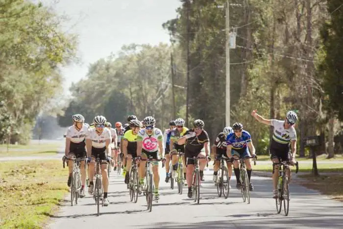 Ride organiser JOM gives the signal to go. Photo © Bob Croslin (bobcroslin.com)
