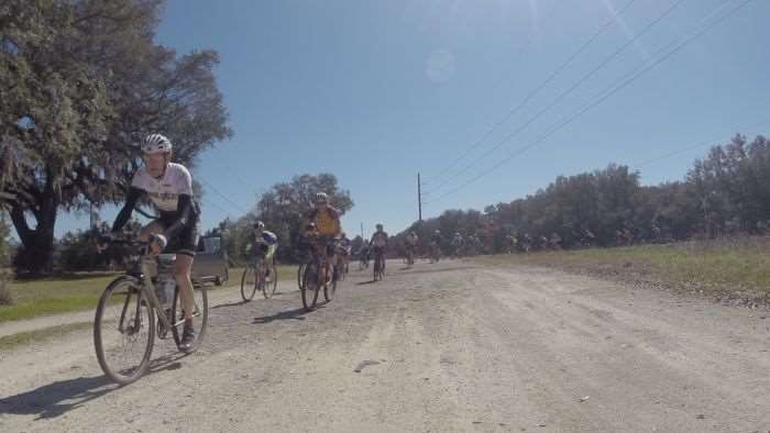Riders heading into the "neutral" sand pit of doom.