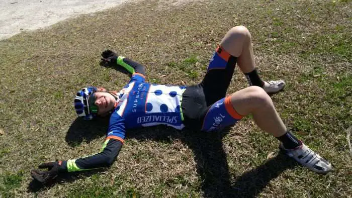 15 year old Bryce Kovi after his top 10 finish. He's tired.