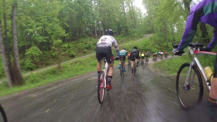 Descending: Transition from pavement to gravel.