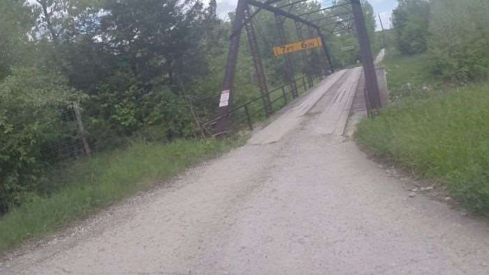 Traversing the bridge between Singletrack #1 and the gravel.