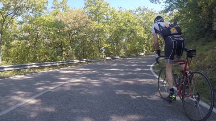 Most retro road bikes don't feature low gears - frequent out of the saddle climbing.
