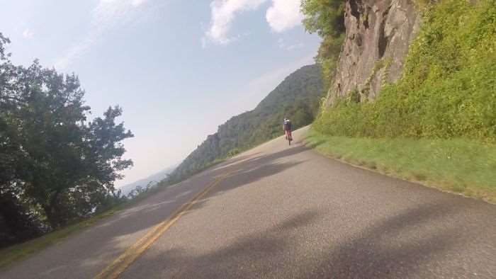 Descending along the Blue Ridge Parkway.