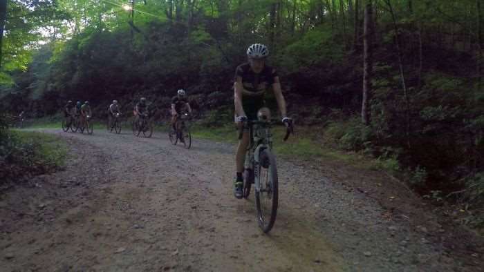A rare sight. K-Dogg on JOM's wheel during a climb?!