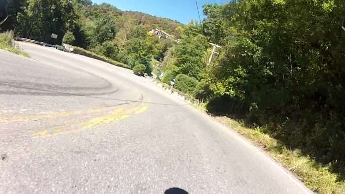Flying down the descent of Beech Mountain.