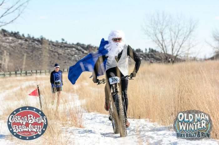 “Old Man Winter” leads out the run course in 2016. Photo by Ryan Cutler.