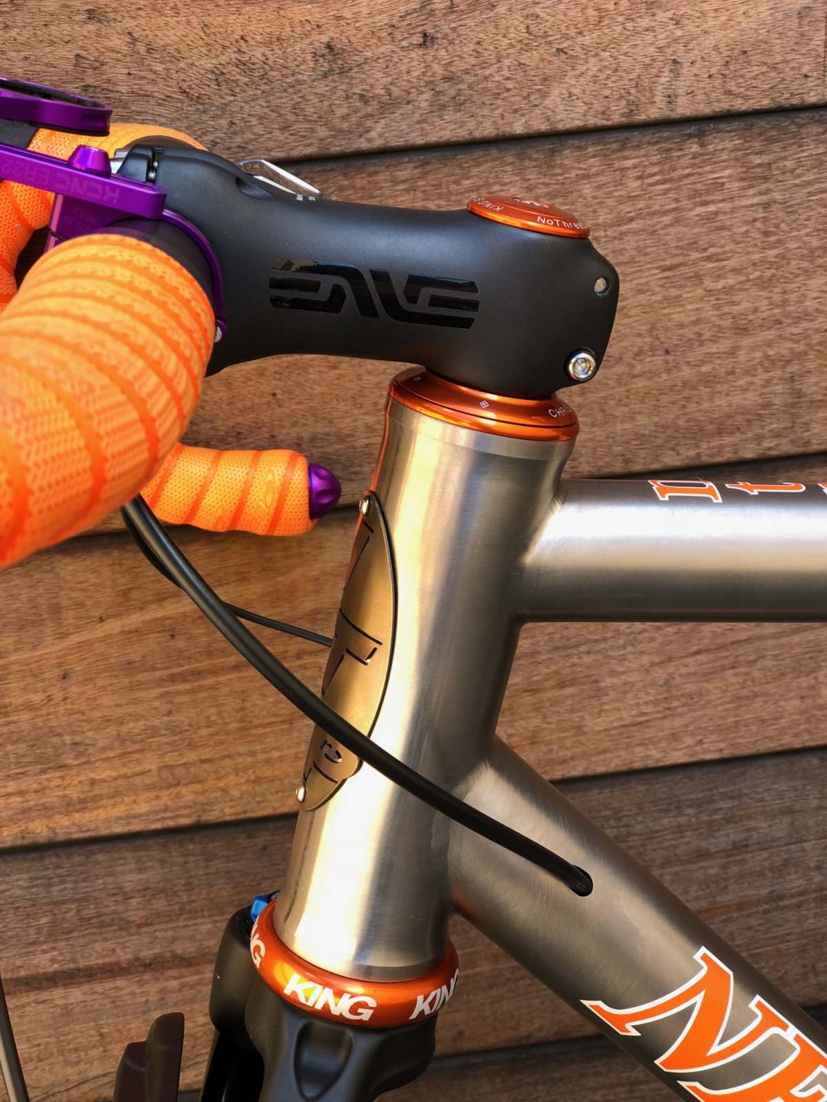 orange titanium bike