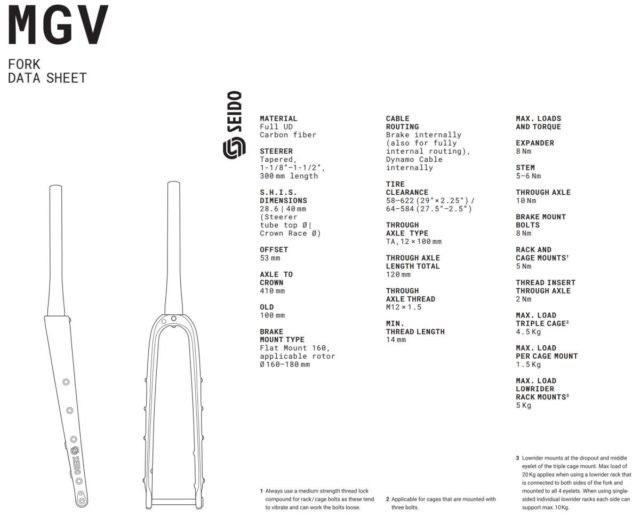 seido components mgv fork