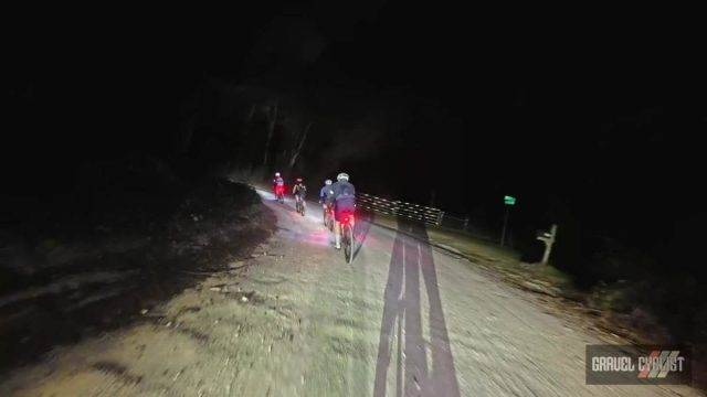 gravel cycling at night time